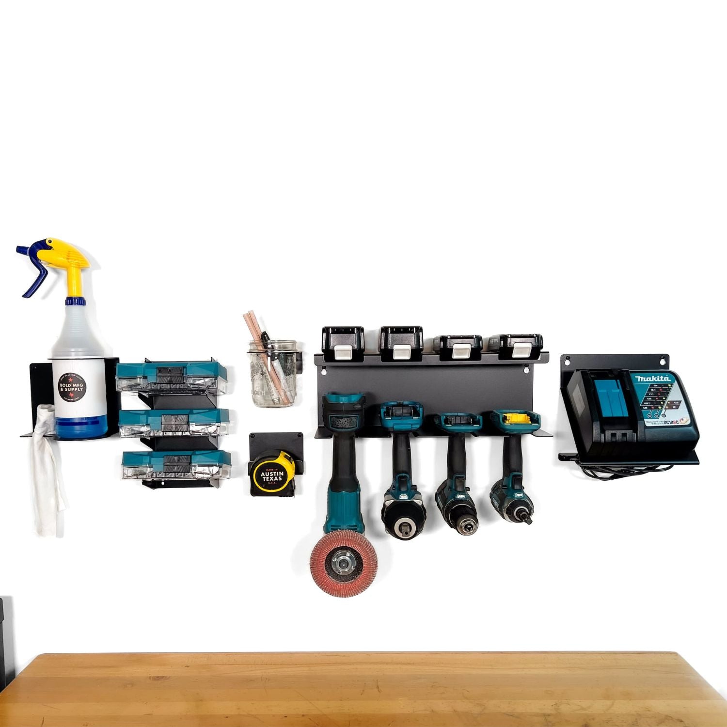 makita akku aufbewahrung Makita 18V Drill and Battery Shelf 6 Slot Shelf / Add Charger Mount